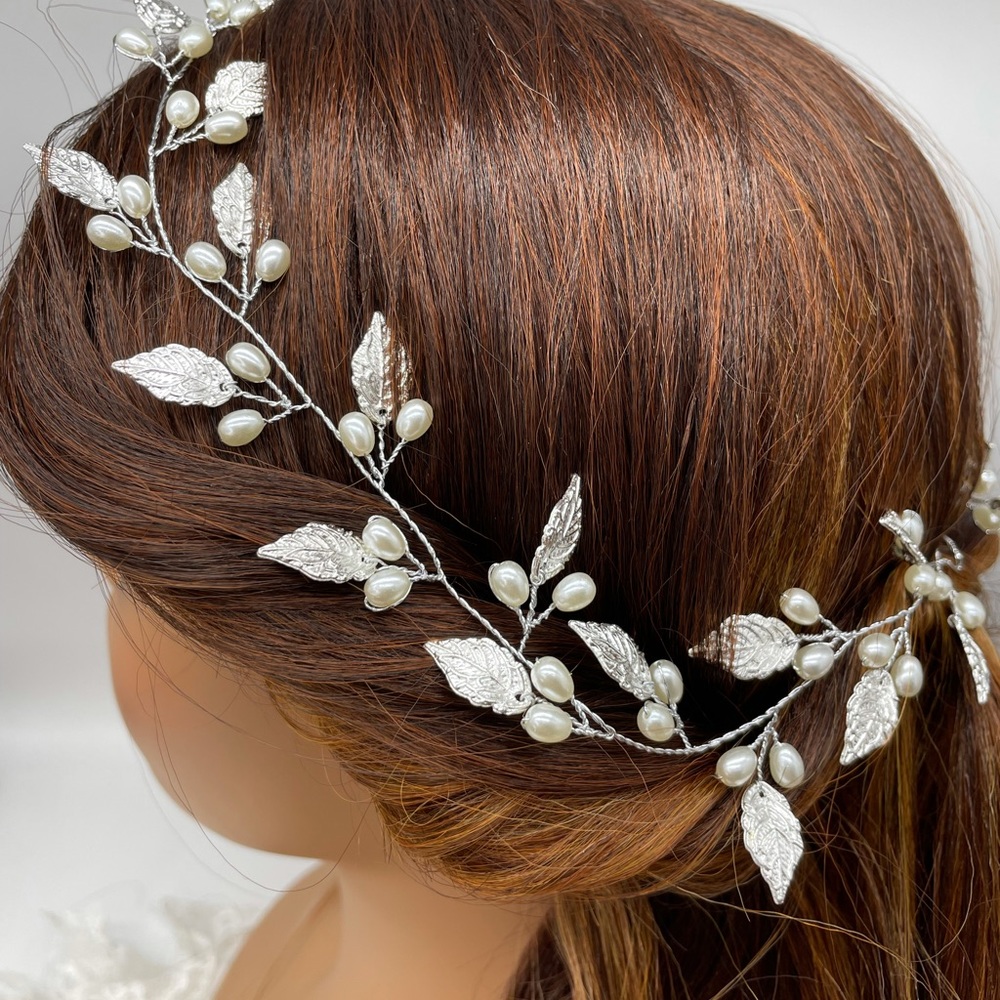 Bridal hair piece boho vine wedding bohemian leaf